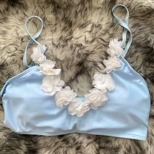 Light blue floral bikini top